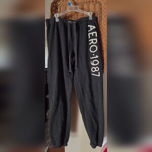 Aero Gray Joggers with White Spell Out